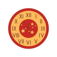 Weihnachtswanduhr mit den Sternen lokalisiert auf weißem Hintergrund. Countdown-Uhr zum neuen Jahr. römische Zahlen. flache vektorillustration vektor