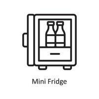 Mini-Kühlschrank-Vektor-Gliederung-Icon-Design-Illustration. Housekeeping-Symbol auf weißem Hintergrund Eps 10-Datei vektor