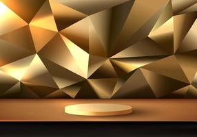 3d goldenes podium mit goldpolygon geometrischem hintergrund luxusstil vektor