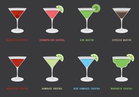 Cocktails icon set vektor