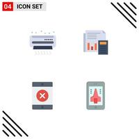 flaches Icon-Paket mit 4 universellen Symbolen für bearbeitbare Vektordesign-Elemente für den Sommerbankbericht der Wechselstromberechnung vektor