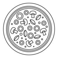 Pilzpizza-Symbol, Umrissstil vektor
