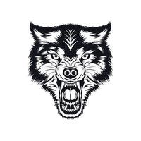 Wütende Wolfsvektorillustration im handgezeichneten Stil, perfekt für T-Shirt-Design und Tattoo-Design vektor