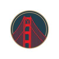 Red Bridge Emblem Design im Vintage-Stil, gut für Firmenlogo und T-Shirt-Design vektor