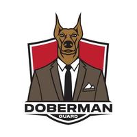 Dobermann-Hundekopf-Gesichtsvektorillustration perfekt für T-Shirt-Design, Hundetraining und Markenproduktlogo vektor