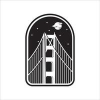 Red Bridge Emblem Design im Vintage-Stil, gut für Firmenlogo und T-Shirt-Design vektor