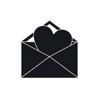 offener Umschlag mit Herzsymbol, einfacher Stil vektor