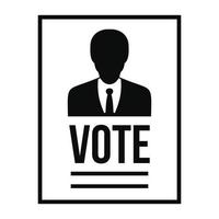 rösta kandidat papper ikon, enkel stil vektor