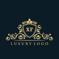 buchstabe xf logo mit luxuriösem goldschild. Eleganz-Logo-Vektorvorlage. vektor