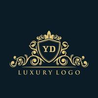 buchstabe yd logo mit luxuriösem goldschild. Eleganz-Logo-Vektorvorlage. vektor