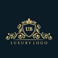 buchstabe ub logo mit luxuriösem goldschild. Eleganz-Logo-Vektorvorlage. vektor