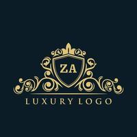 Buchstabe za-Logo mit luxuriösem Goldschild. Eleganz-Logo-Vektorvorlage. vektor