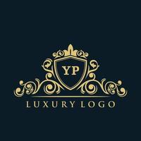 buchstabe yp logo mit luxuriösem goldschild. Eleganz-Logo-Vektorvorlage. vektor