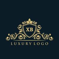 buchstabe xb logo mit luxuriösem goldschild. Eleganz-Logo-Vektorvorlage. vektor