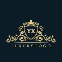 buchstabe yx logo mit luxuriösem goldschild. Eleganz-Logo-Vektorvorlage. vektor