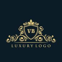 buchstabe vb logo mit luxuriösem goldschild. Eleganz-Logo-Vektorvorlage. vektor