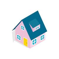 rosa hus ikon, isometrisk 3d stil vektor
