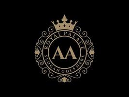 brev aa antik kunglig lyx victorian logotyp med dekorativ ram. vektor