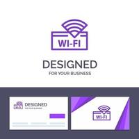 kreative visitenkarte und logo-vorlage hotel wifi service gerät vektorillustration vektor