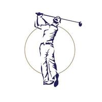 Golfspieler-Vektorlogo, im handgezeichneten Stil, gut für Golfshop, Club, Turnier, Event-Logo und Golfmodemarke vektor
