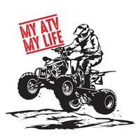 quad atv extremsportrennen im abzeichen-logo-design, gut für t-shirt-design und meisterschafts-event-logo vektor