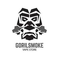 Gorilla-Gesichtsvektorillustration im dekorativen Stil, perfekt für Vape Store und Markenprodukt-Logo-Design vektor