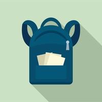 Student-Rucksack-Symbol, flacher Stil vektor