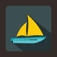 segling Yacht ikon, platt stil vektor