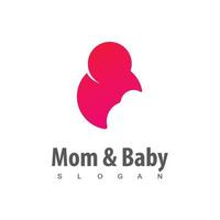 Mutter- und Baby-Logo mit Mutter, die Baby umarmt vektor