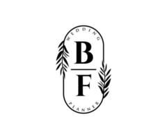 bf initials brief hochzeitsmonogramm logos sammlung, handgezeichnete moderne minimalistische und florale vorlagen für einladungskarten, save the date, elegante identität für restaurant, boutique, café im vektor