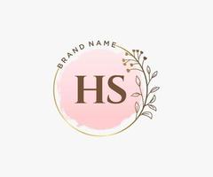 första hs feminin logotyp. användbar för natur, salong, spa, kosmetisk och skönhet logotyper. platt vektor logotyp design mall element.