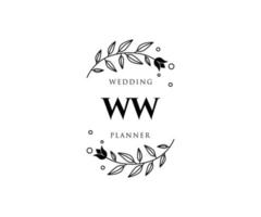 ww initialer brev bröllop monogram logotyper samling, hand dragen modern minimalistisk och blommig mallar för inbjudan kort, spara de datum, elegant identitet för restaurang, boutique, Kafé i vektor