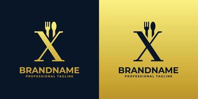 Buchstabe x Restaurant-Logo, geeignet für jedes Geschäft im Zusammenhang mit Restaurant, Café, Catering mit x-Initialen. vektor