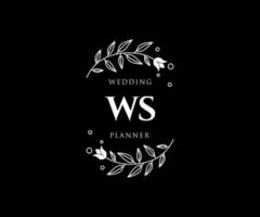 ws initialen brief hochzeitsmonogramm logos sammlung, handgezeichnete moderne minimalistische und florale vorlagen für einladungskarten, save the date, elegante identität für restaurant, boutique, café im vektor