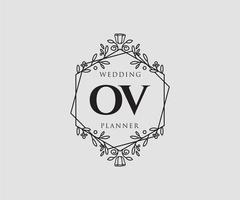 ov initialer brev bröllop monogram logotyper samling, hand dragen modern minimalistisk och blommig mallar för inbjudan kort, spara de datum, elegant identitet för restaurang, boutique, Kafé i vektor