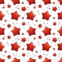 festliches Muster mit roten Sternen und Punkten im Cartoon-Stil auf weißem Hintergrund vektor