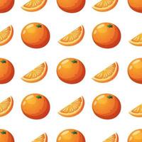 Muster mit Orangen im Cartoon-Stil auf weißem Hintergrund vektor