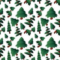 Muster mit verschiedenen Weihnachtsbäumen und Kiefern auf weißem Hintergrund vektor