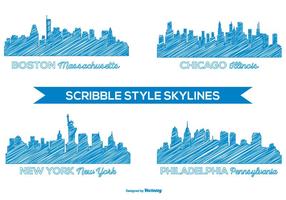 Scribble Style Skyline Set vektor