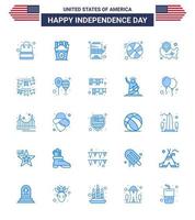 4:e juli USA Lycklig oberoende dag ikon symboler grupp av 25 modern blues av USA Karta kasino sporter basketboll redigerbar USA dag vektor design element