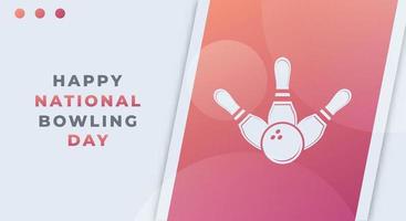 happy national bowling day august feier vektor design illustration. vorlage für hintergrund, poster, banner, werbung, grußkarte oder druckgestaltungselement