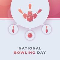 happy national bowling day august feier vektor design illustration. vorlage für hintergrund, poster, banner, werbung, grußkarte oder druckgestaltungselement