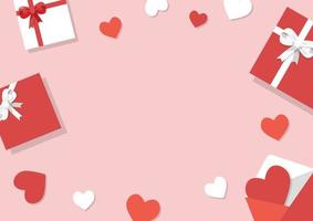 Valentinstag Hintergrund. geschenke, konfetti, umschlag auf pastellhintergrund vektor