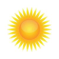 Sonne-Symbol. Sonne Licht Sommer Hitze gelber Strahl Sterne Symbol isolierte Vektorillustration. vektor