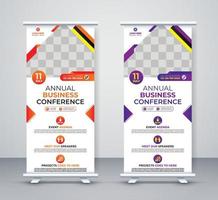Rollup-Banner für Konferenzen Corporate Business Unternehmen Jahresseminar Gestellkarte, Ständer und X-Banner DL-Flyer-Design vektor