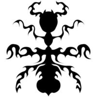 gotisches Schwarz-Weiß-Bild einer Ameise für Tätowierungen oder Drucke. schwarzes Liniensymbol für Schilde oder Sportembleme, Textilien, Websymbole, Textilien, Etiketten, Innenräume, Modetrends, Postkarten usw. vektor