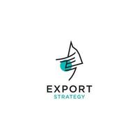 Export-Strategie-Logo-Icon-Design-Vorlage flacher Vektor