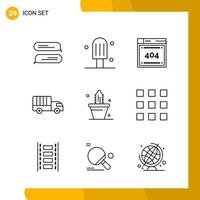 9 Icon Set Line Style Icon Pack Umrisssymbole isoliert auf weißem Hintergrund für reaktionsschnelle Website, die kreativen schwarzen Icon-Vektorhintergrund entwirft vektor