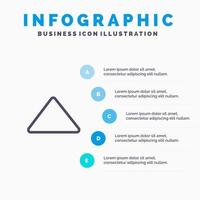 Pfeil nach oben Play Video Line-Symbol mit 5 Schritten Präsentation Infografiken Hintergrund vektor