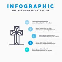 firande kristen korsa påsk linje ikon med 5 steg presentation infographics bakgrund vektor